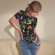 thumbnail image 3 of Balery Colorful Geometric Figures Body de cuello redondo de manga corta para mujer Tops de manga corta Tops básicos-Large, 3 of 7