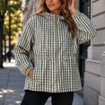 thumbnail image 6 of FDGIU Women Gingham Zip Up Jacket Collared Long Sleeve Drawstring Hem Casual Plaid Outerwear, Fall Lightweight Checkered Bomber Style Coat, 6 of 6
