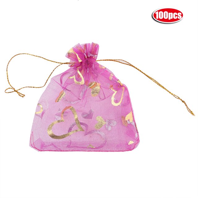 100 bolsas de malla moradas para joyas y dulces con cordones para regalos de boda