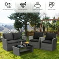 thumbnail image 6 of Patiojoy 4-Piece Rattan Wicker Patio Outdoor Furniture Sofa Set with Cushions & Tempered Glass Table Black, 6 of 10