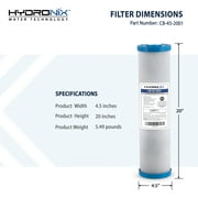 Hydronix CB-45-2001 Whole House, Commercial & Industrial NSF Coconut Carbon Block Water Filter, 4.5 x 20 - 1 Micron