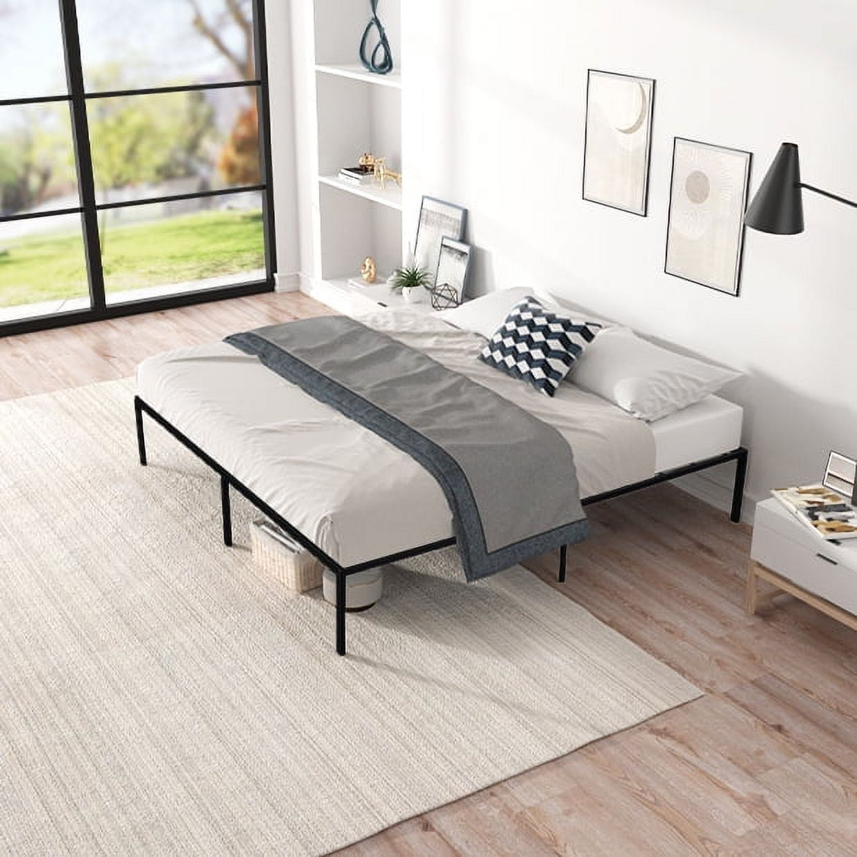 Eling Home King Size Bed Frame No Box Spring Needed, 14 inch Heavy Duty Metal Platform Bed Frame, Black