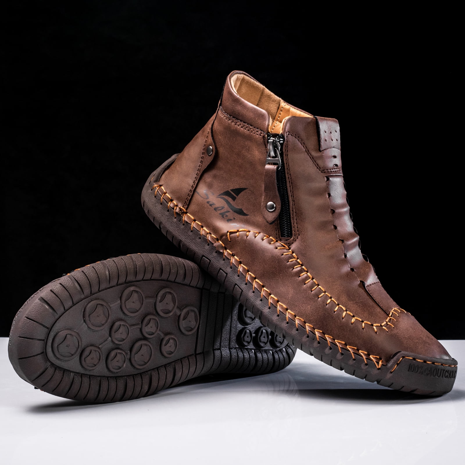 Flyland Men's Casual Leather Fashion Sneakers Ankle Chukka Boots