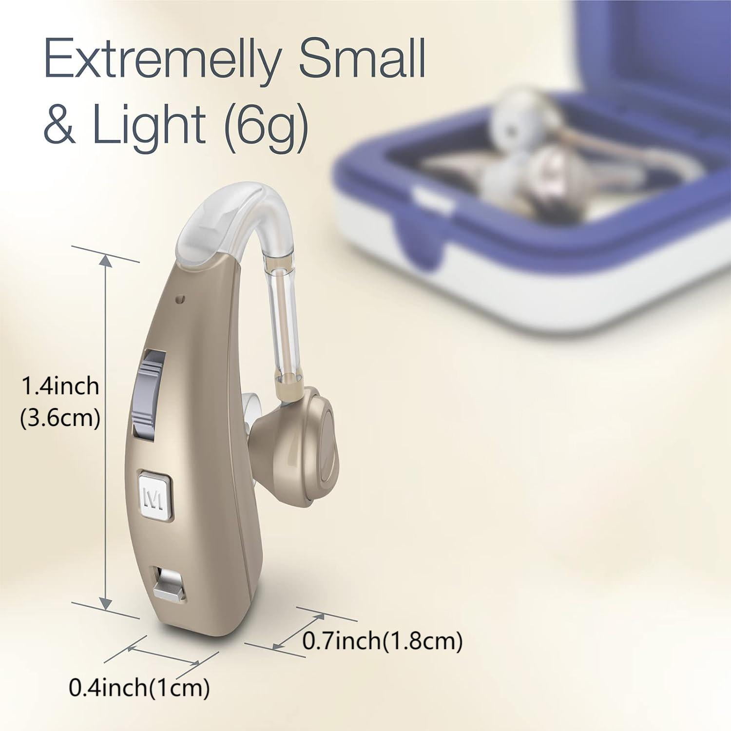 Delmicure Digital Hearing Aid for Seniors, Rechargeable, Single, VHP-1303, Gold