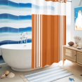 thumbnail image 5 of No Hook Shower Curtain, Orange Striped Shower Curtains for Bathroom with See Through Top Window, Farmhouse Orange White Stripes Aesthetics Waterproof & Washable Bath Curtain Stand Up Stall 36"x72", 5 of 7