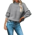 thumbnail image 2 of Baqcunre Sweaters For Women Ladies Fall Winter Wool Knit Round Neck High Neck Loose Version Suitable For Daily Work Wear To Party Wear Lohas Time Sweater Crop Tops Fall Outfits Women Trendy Grey XXL, 2 of 7