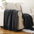 thumbnail image 4 of Dark Grey Throw Blanket, Knit Throw Blanket for Couch,Bed,Cozy Warm Grey Blanket,50"x60", 4 of 9