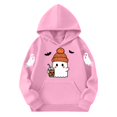 thumbnail image 4 of DJDLJWCJ Boys Halloween Graphic Hoodie Kids Halloween Print Pullover Sweatshirts, Fun Casual Fall Festival Tops Pink Size 7, 4 of 5