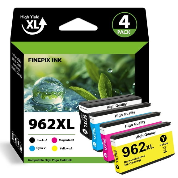 962XL Ink Cartridge Compatible for HP 962 XL 962 Printer Ink 4 Pack for OfficeJet Pro 9015 9020 9018 9025 9010 9018 9019 (Black, Cyan, Magenta, Yellow)