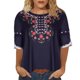 thumbnail image 1 of Moda mujer verano sexy cuello redondo impreso regular mujeres manga corta top Fridja zx2860, 1 of 5