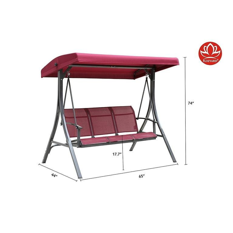 Kozyard brenda 3 person outdoor patio swing with strong weather resistant powder coated steel frame and textilence seats shop