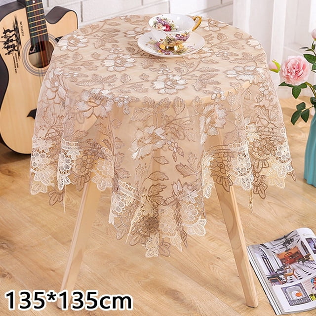 Lefu Coffee Table TableCloth, Lace Flower Desktop Protector Wedding Gift Anyroom Round Table(Only Tablecloth 1 Pc),53.1x53.1inch
