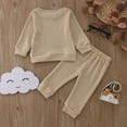 thumbnail image 6 of TAIAOJING Toddler Baby Girl Boy Clothes Long Sleeve Letter Prints T Shirt Pullover Tops Pants Outfits 3-6 Months, 6 of 7