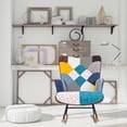 thumbnail image 3 of Patchwork Upholstered Rocking Chair with Solid Wood Rockers and Steel Frame, 26" Wide High-Back Accent Lounge Chair with High-Density Foam Cushion, 330 lb Capacity for Living Room, Bedroom or Reading, 3 of 6