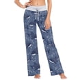 thumbnail image 1 of Pantalón de pijama para mujer azul claro con estampado de tiburones ballena estrellados, 1 of 6
