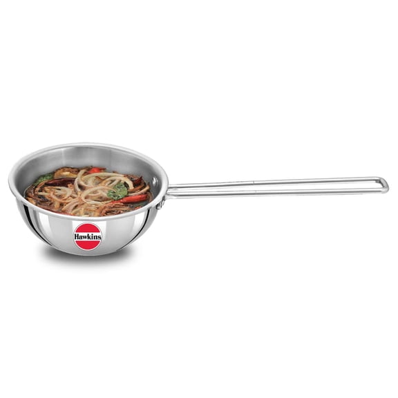 HAWKINS 2.5 Cup Tadka Pan, 600ml Triply Stainless Steel Pan, Silver (STP25)