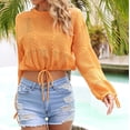 thumbnail image 6 of Kaemgyyd Crochet Cover Ups for Women Hollow out Long Sleeve Knit Coverup Summer Outfits Trendy Tie up Beach Swimsuit, 6 of 7