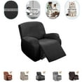 thumbnail image 4 of SUSUZI Recliner Chair Cover 4-Pieces Stretch Reclining Armchair Slipcover, 1 Seater Massage Rocker Recliner Cover, Furniture Protector with Elastic, Black, 4 of 10