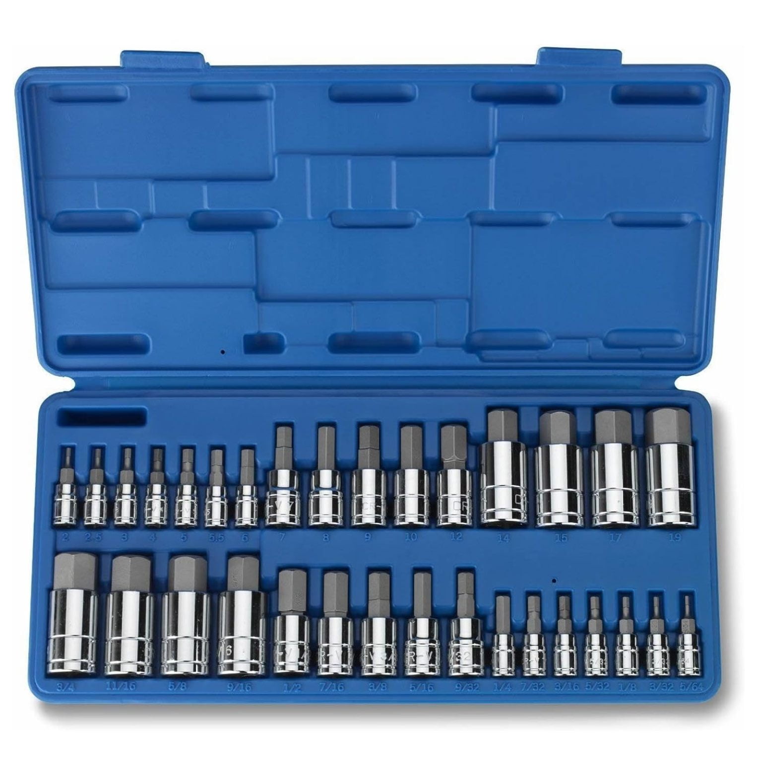 32 PC MASTER ALLEN WRENCH BIT KIT HEX KEY FOR RATCHET SOCKET TOOL SAE METRIC SET