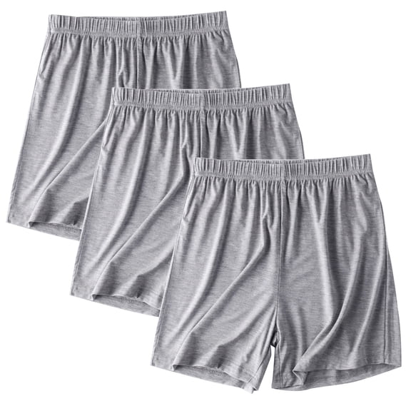 UYISJ Womens Boxer Shorts 3PC Plus Size Elastic Waist Pj Sleep Shorts Wide Leg Summer Soft Modal Comfy Pajama Lounge Shorts Gray XL