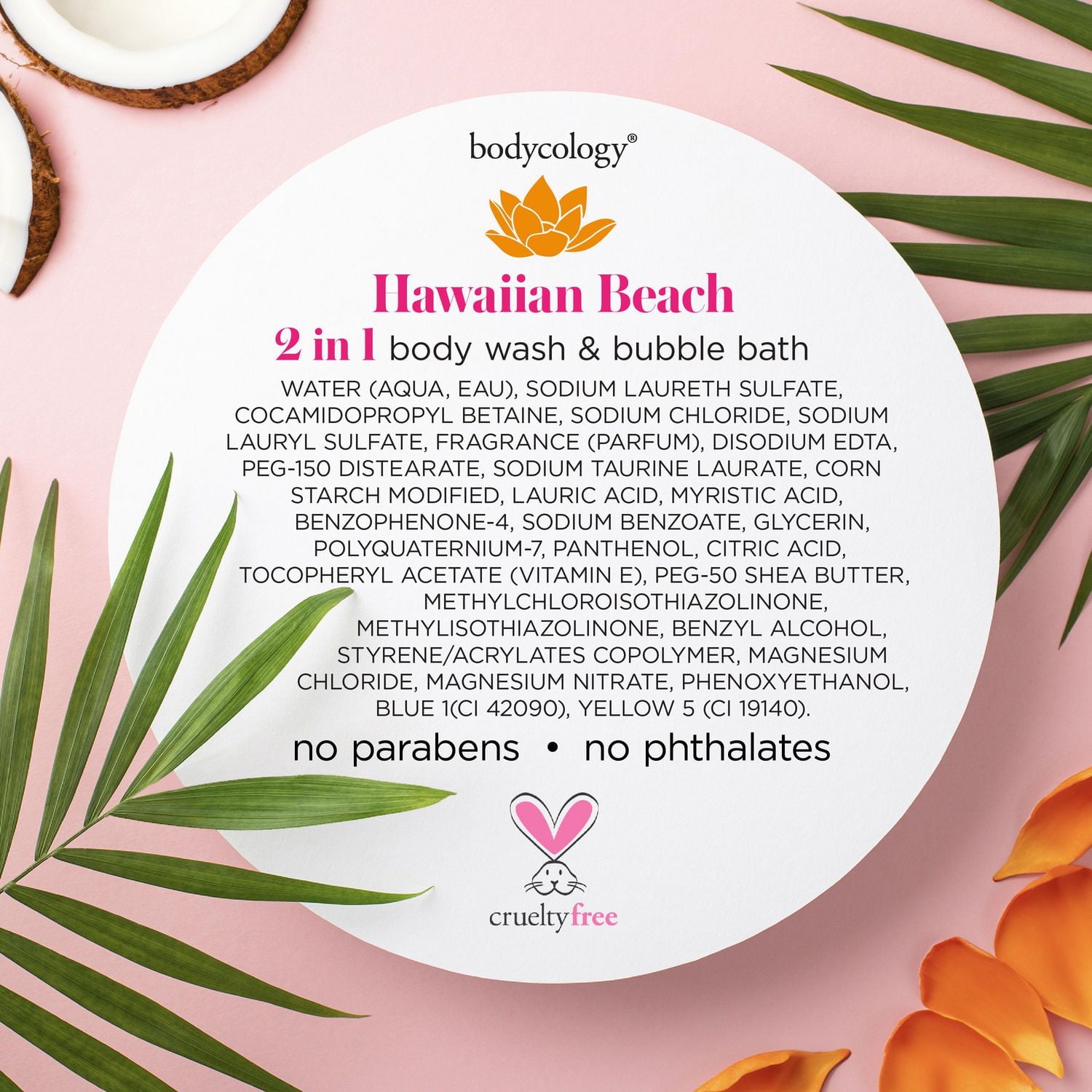 Bodycology Hawaiian Beach 2-in-1 Body Wash and Bubble Bath, 473 ml