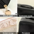thumbnail image 3 of Bolso cosmético del almacenamiento de la partición de la capacidad grande del bolso del almacenamiento de los artículos de tocador del bolso de la almohada del cuero de la PU, 3 of 5