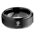 thumbnail image 2 of Tungsten Lighthouse Tower Building Structure Light Band Ring 8mm Men Women Comfort Fit Black Step Bevel Edge Brushed Polished, 2 of 4
