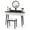White + Black, variant on Costway Solid Wood Makeup Vanity Desk Set with LED Lighted Mirror Drawers Cushioned Stool White + Natural