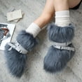 thumbnail image 7 of Women's Faux fur Boot Furry Fluffy Comfortable Mid-Calf Boots Round Toe Warm Fur Lined Snow Boots Y2K Outdoor Rave Outdoor Fashion Boots Punk Style With Built In Height Furry Boots, 7 of 7
