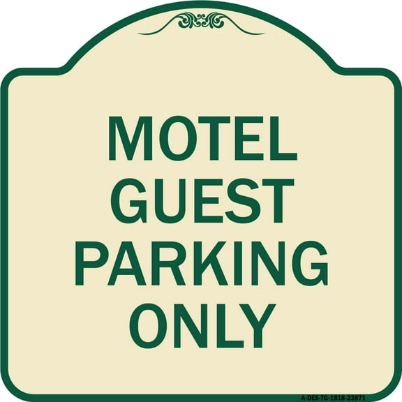 SignMission Designer Series Sign - Motel Guest Parking Only | Tan & Green 18" X 18" Heavy-Gauge Aluminum Architectural Sign | Protect Your Business & Municipality | Made in the USA