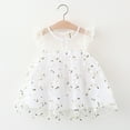 thumbnail image 2 of XFHLMJFF Girls Dress Short Sleeve Toddler Kids Baby Embroidery Floral Flower Tulle Beach Cute Sundress, 2 of 4