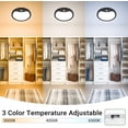 thumbnail image 3 of HOVMAP Rechargeable Motion Sensor Ceiling Light, Wired 18W 1800lm 3 Mode Timer Bright LED Flush Mount Light Fixture, Renter Friendly Ceiling Light, Garage Lights, 2Pcs 9" Infrared Sensing Black 3CCT, 3 of 9