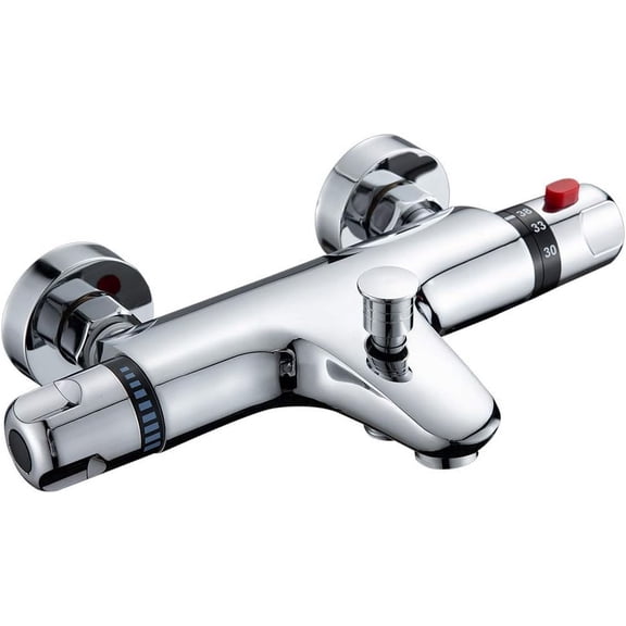 Thermostatic Shower Mixer Valve, Chromed Finished Brass With Automatic Pressure Balance And Safe Protection Function