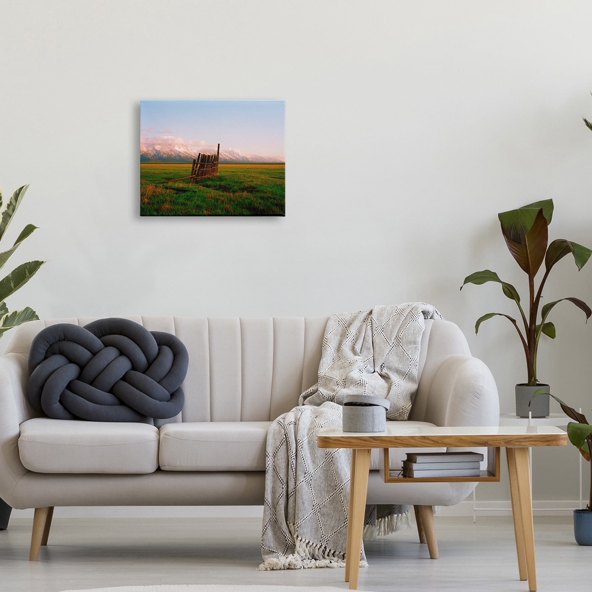 Stupell Industries Ranch Fence Grasslands Mountain Range Clear Sky Sunrise,20 x 16, Design by Sol Rapson