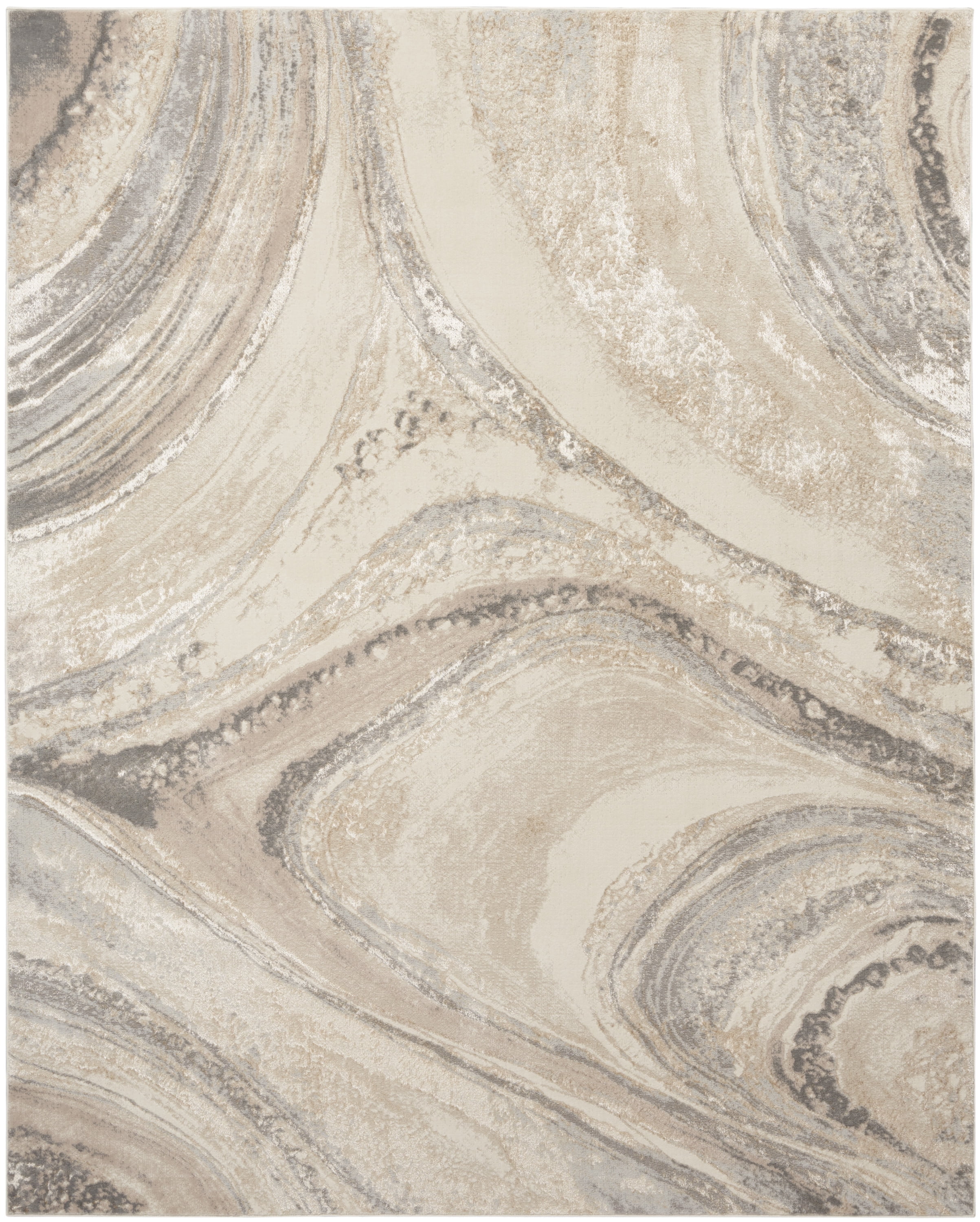 Inspire Me! Home Décor Brushstrokes Abstract Cream Grey 9' x 12' Area Rug (9x12)