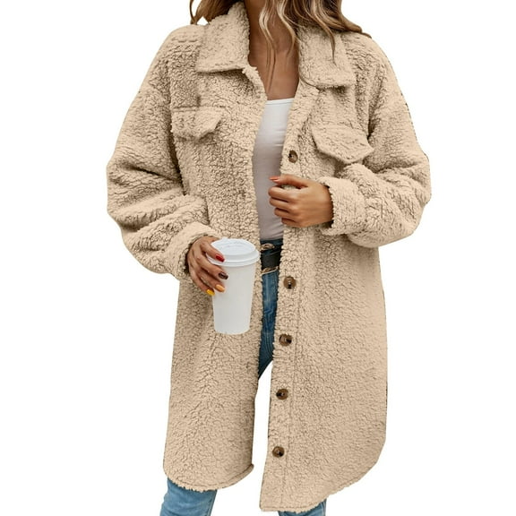 Women's Winter Outerwear Long Sleeve Cardigan Jacket with Open Front Lapel Design for Cozy Comfort
