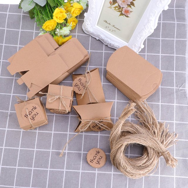 BRIGHTFUFU 20Pack Small Boxes Kraft Paper Design For Reception Desk Supplies