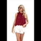 thumbnail image 2 of Camiseta Sin Mangas con Cuello con Volantes para Mujer, Color Rojo Vino, Talla S, 2 of 10