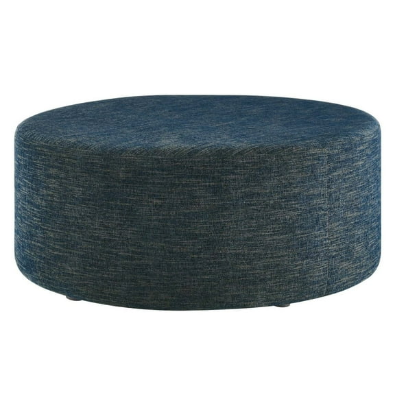 Ottoman Accent Chair, Azure Navy Blue, Fabric, Living Kitchen Cafe Bistro Hospitality Restaurant, Modern Contemporary HB36601