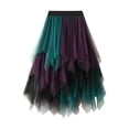 thumbnail image 4 of segolike Tulle Skirts for Women Fairy Skirt Asymmetrical Summer Half Skirt Tutu for Halloween Stage Performance Casual Formal Violet Green, 4 of 8