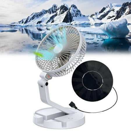 

7 IN LED USB Fan Table Desk Fan Multifunctional with Solar Panels Camping Fan