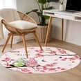 thumbnail image 5 of Round Area Rug 3ft, Easter Gnome Eggs Rabbit Non-Shedding Washable Area Rug, Butterfly Cherry Tree Branch on Pink Non Slip Low-Profile Circle Rugs for Living Room, Bedroom Dining Room, 5 of 9