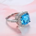 thumbnail image 3 of Light Blue Square Cut Engagement Band Women's 925 Silver Wedding Ring Size 6-10, 3 of 4