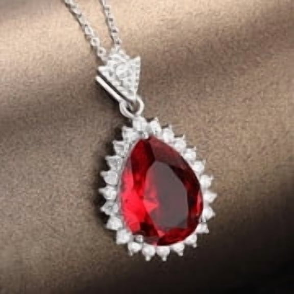 Real 925 Sterling Silver 14K Rose Gold Finish Round Cut Pink Ruby Swirl Style Cross Pendant Necklace for Women