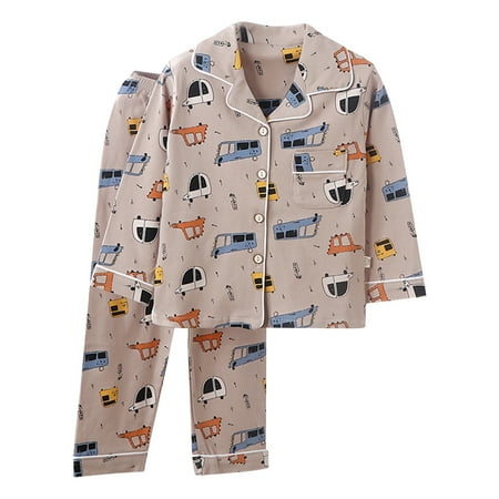 

KUNKASA Kid s Pullover Outfits Set 2024 Fall New Cute Cartoon Print Spring And Autumn Home Wear Pants Open Front Two Piece Fashion Clothes Sets 18-24 Months