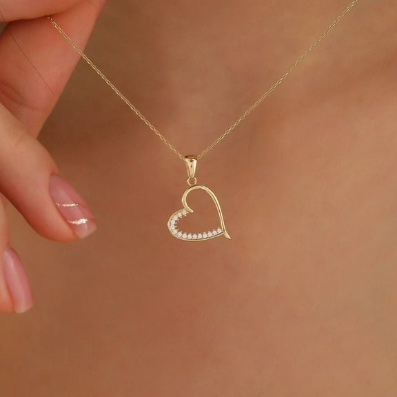 0.20Ct Round Cut Lab Created Diamond Heart Shape Pendant 14K Yellow Gold Plated