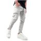thumbnail image 2 of Pantalones largos para hombre, moda informal, lisos, con bolsillos, cintura con cordón, rectos, de poliéster, 2 of 6