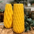 thumbnail image 5 of Iconic Scandi Ripple Vases, Set of 2, Bold Pop Yellow, Smooth Glazed, Ceramic Stoneware, Contemporary Table Decor, 9.5 Inches Tall, 5 of 6
