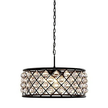 1214 Madison Collection Pendant Lamp D:25in H:10.5in Lt:6 Mocha Brown Finish Royal Cut Crystal (Clear)