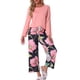 thumbnail image 1 of Conjunto de lounge para mujeres INSPIRE CHIC, camiseta de manga larga con capri floral, sets de pijama suaves y elásticos, ropa de casa de 2 piezas, M Rosa, 1 of 6